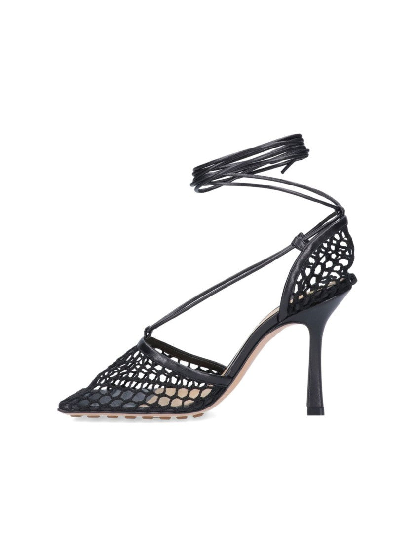Bottega Veneta Perforated Leather Stiletto Shoes With Ankle Strap