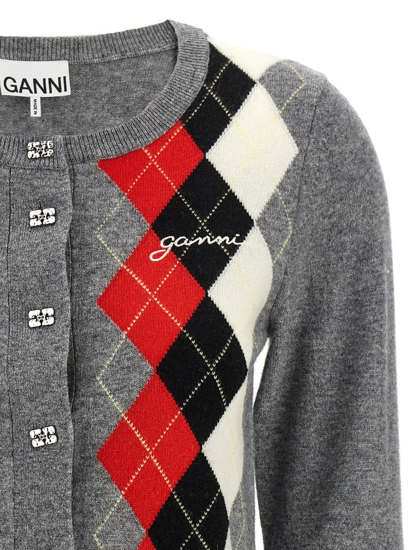 Ganni Grey Check' Cardigan