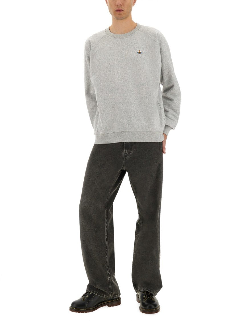 Vivienne Westwood Raglan Sleeve Grey Cotton Sweatshirt