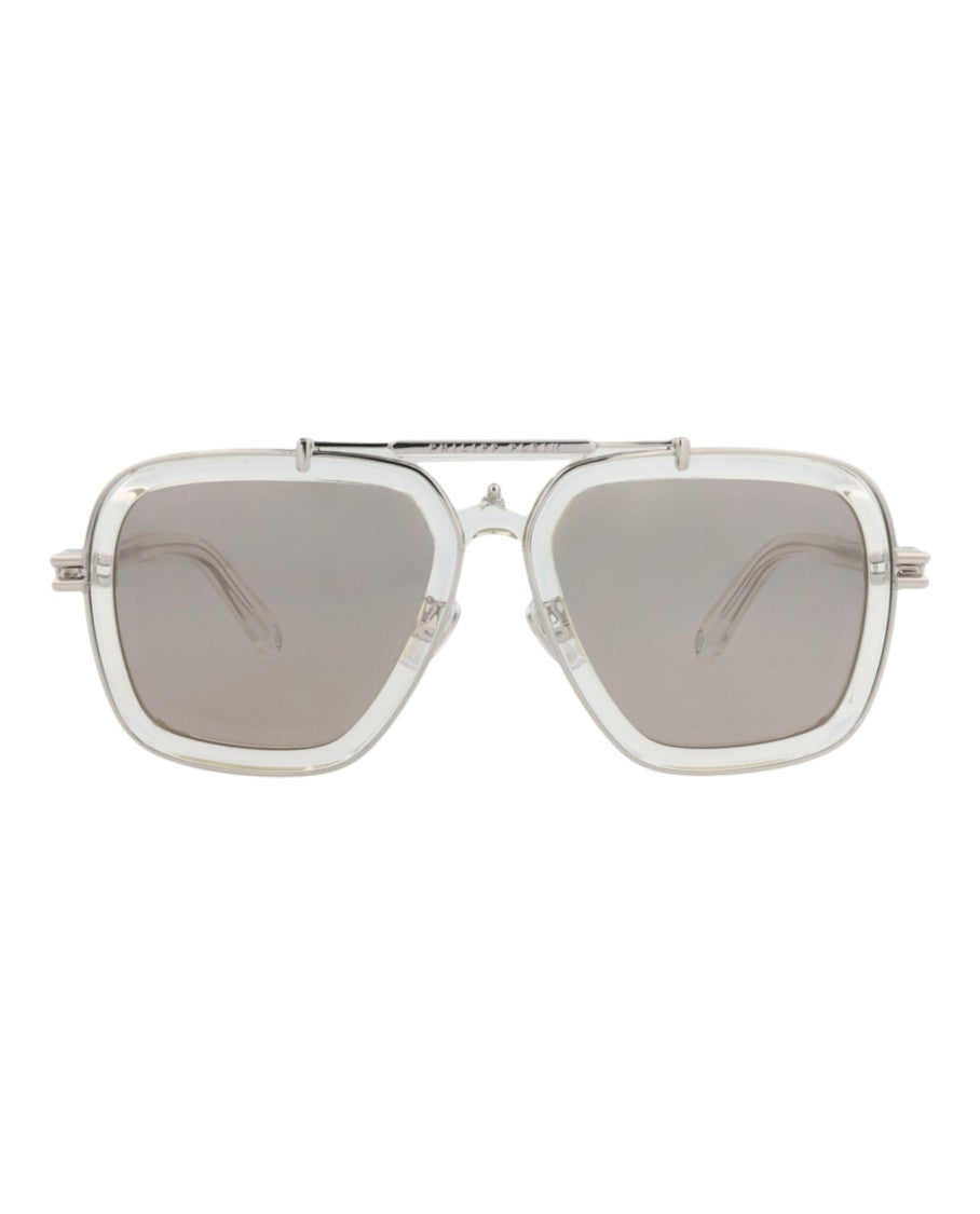 Philipp Plein Aviator-Frame Metal Sunglasses With Cutout Accents