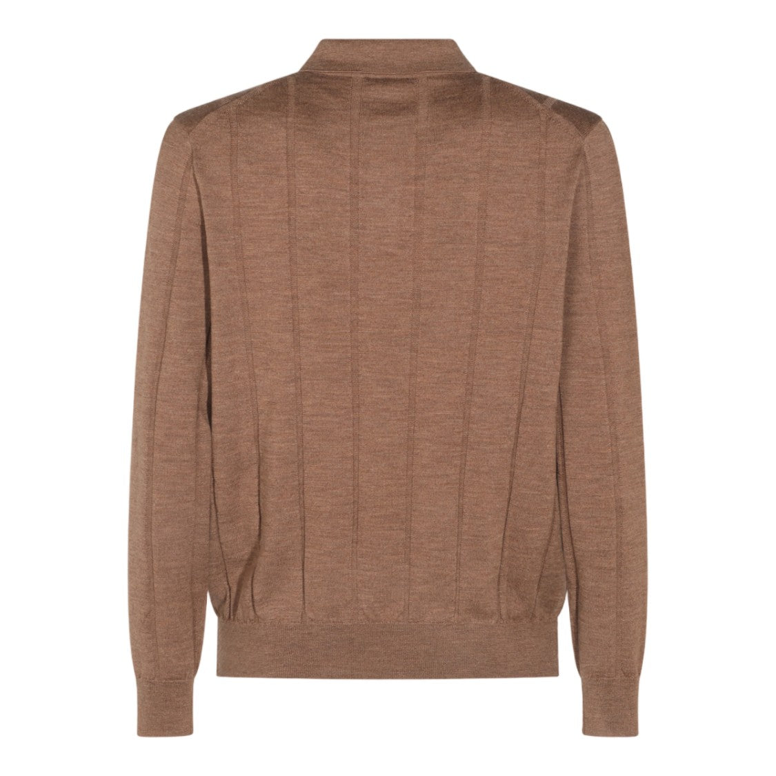 Canali Polo Collar Knit Sweater With Ribbed Texture And Minimalist Design