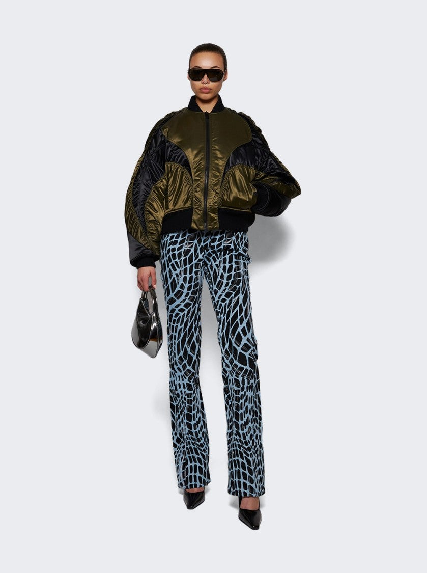 Mugler Velvet Print Straight Leg Jeans