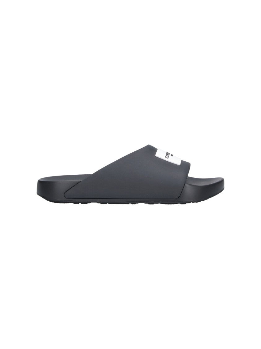 Givenchy Black Upper Contrast Logo Rubber Slides