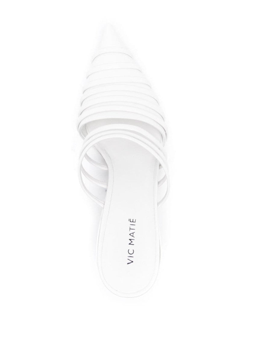 Vic Matié Polished White Calf Leather Sandals