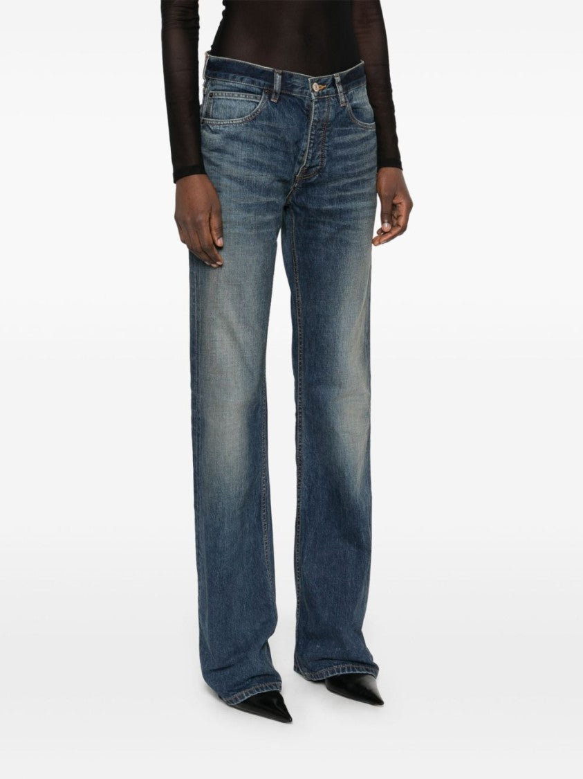 Balenciaga Low-Waist Blue Cotton Twill Straight Jeans