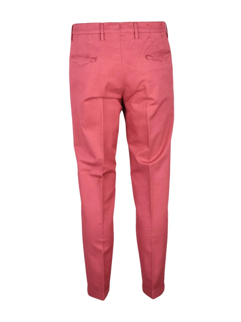 Filetto Classic Cotton Linen Blend Trousers With Pleated Waist And Straight Leg Design