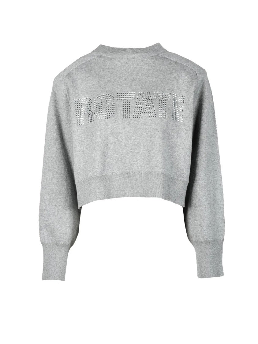 Rotate Birger Christensen Light Grey Cotton Cashmere Knitwear Top