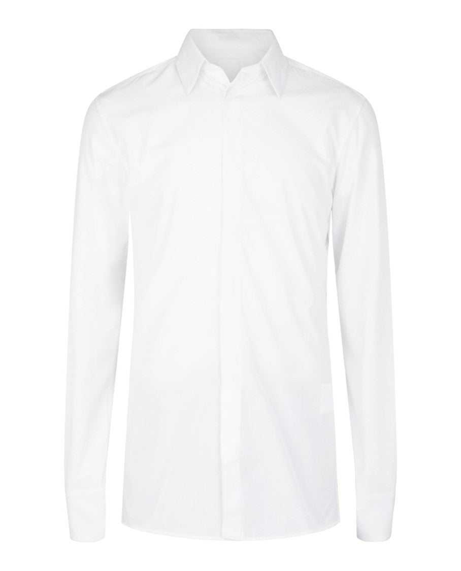 Givenchy Contemporary Fit White Cotton 4G Embroidered Shirt