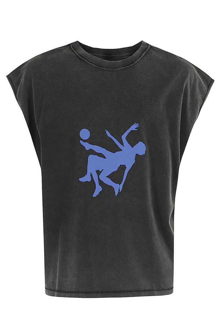 Liberal Youth Ministry Sleeveless Crew Neck T-Shirt With Washed-Out Effect