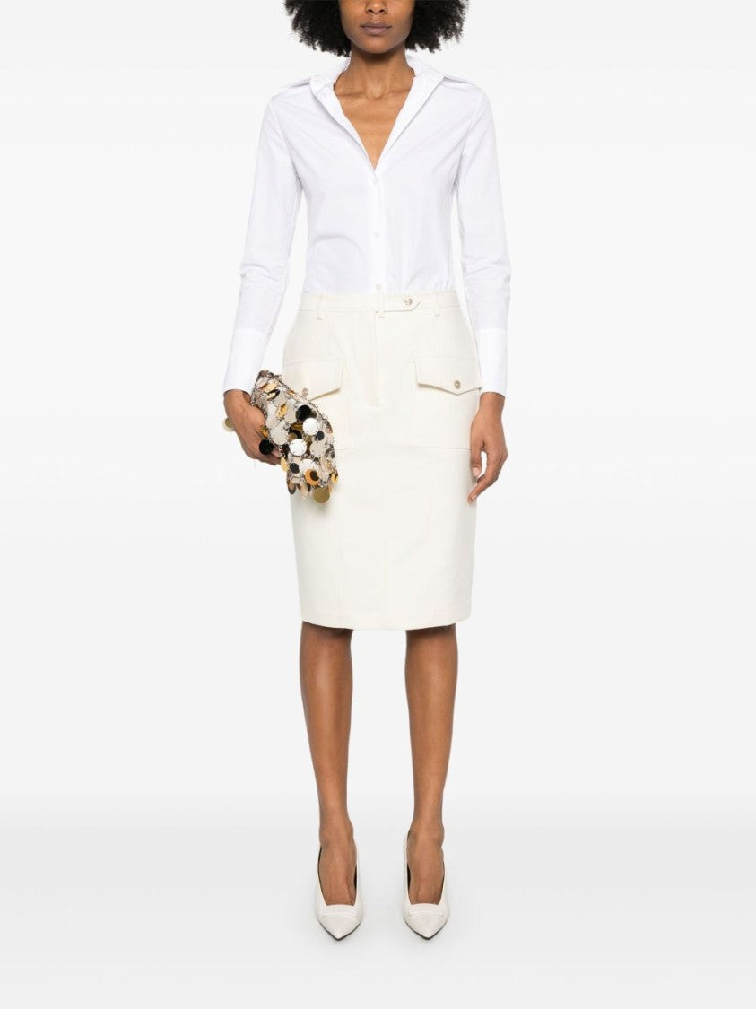 Tom Ford Tailored White Skirt With Concealed Fastening And Rear Slit