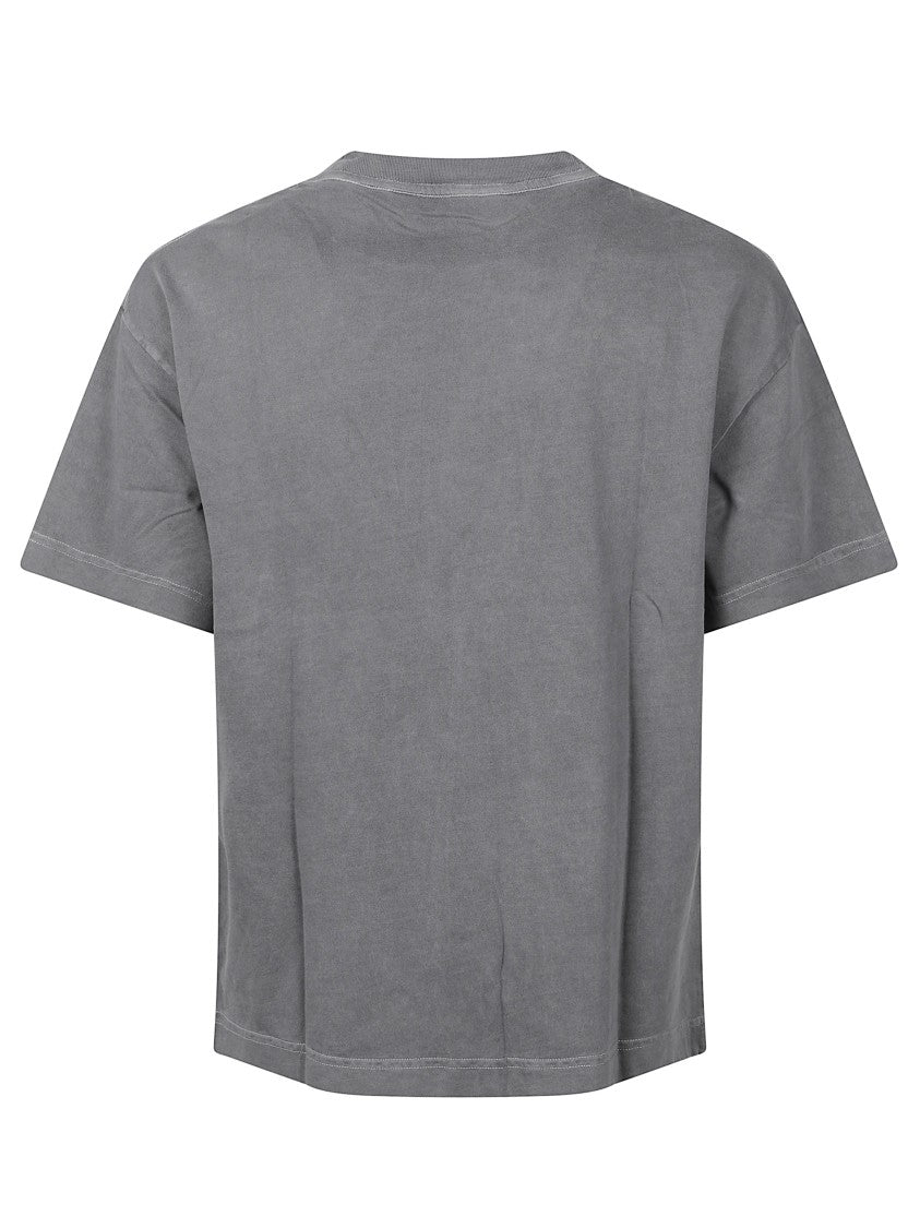Palm Angels Grey Short-Sleeved T-Shirt With Artistic Logo Detail