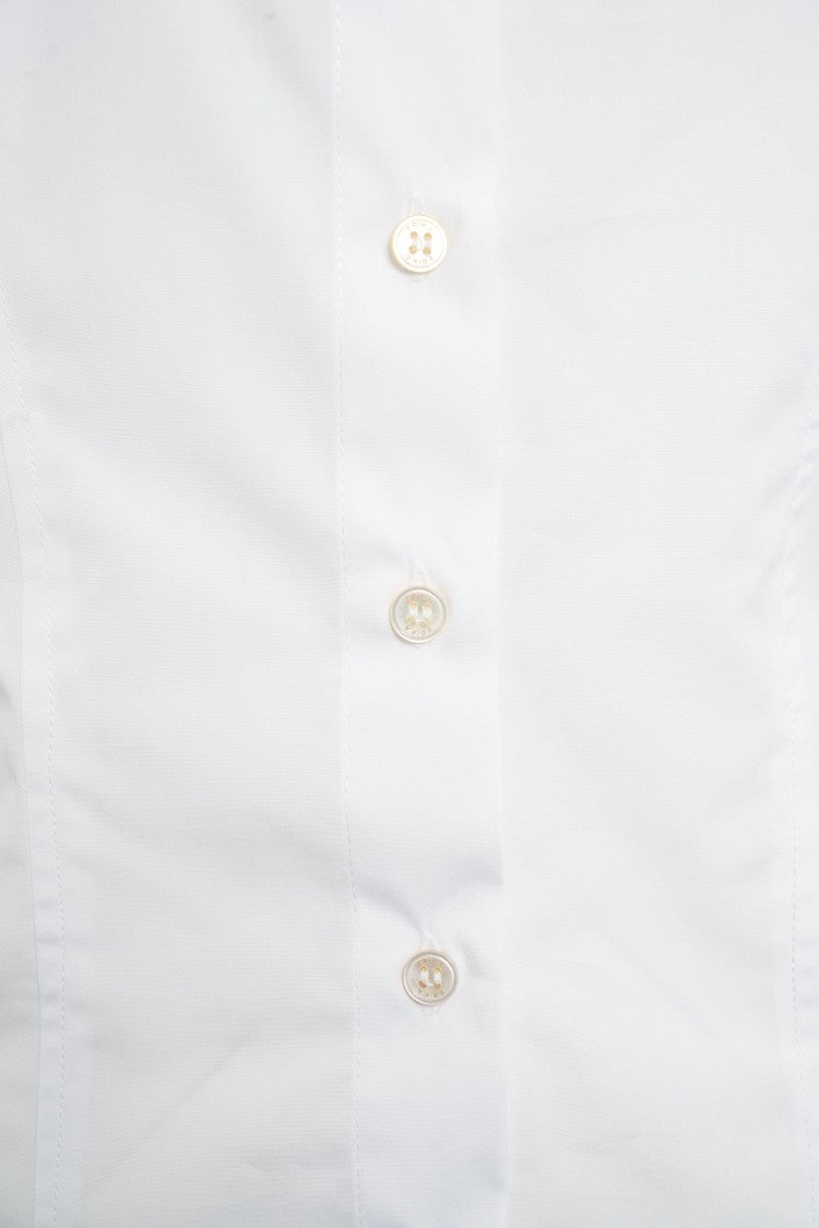 Erika Cavallini Tailored White Blouse With Kent Collar And Voluminous Sleeves