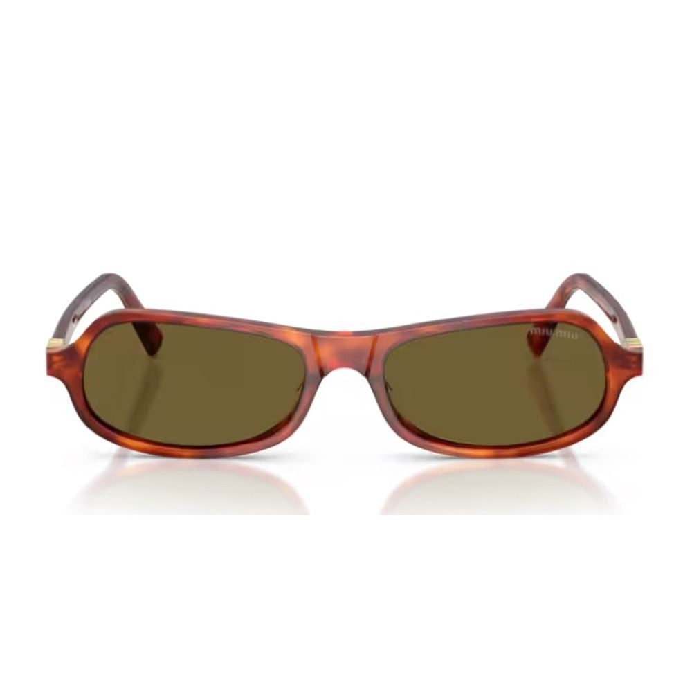 Miu Miu Sculpted Cognac Havana Sunglasses With Retro Flair