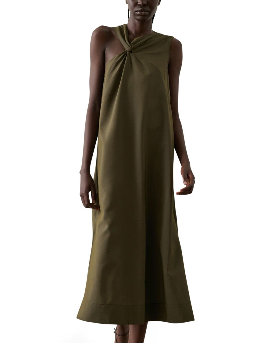 Soeur Asymmetrical Midi Dress With Twisted Knot Detail
