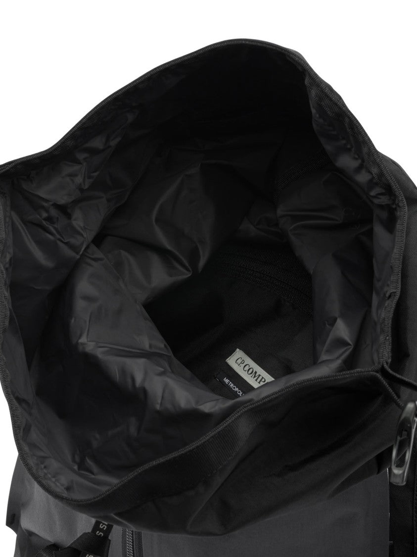 C.P. Company Black Belt Bag With Roll-Top Closure And Buckle Details