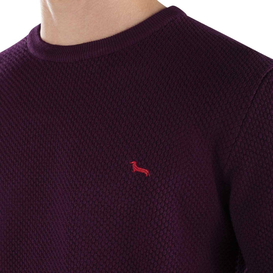 Harmont & Blaine Textured Knit Sweater Iconic Dachshund Embroidery