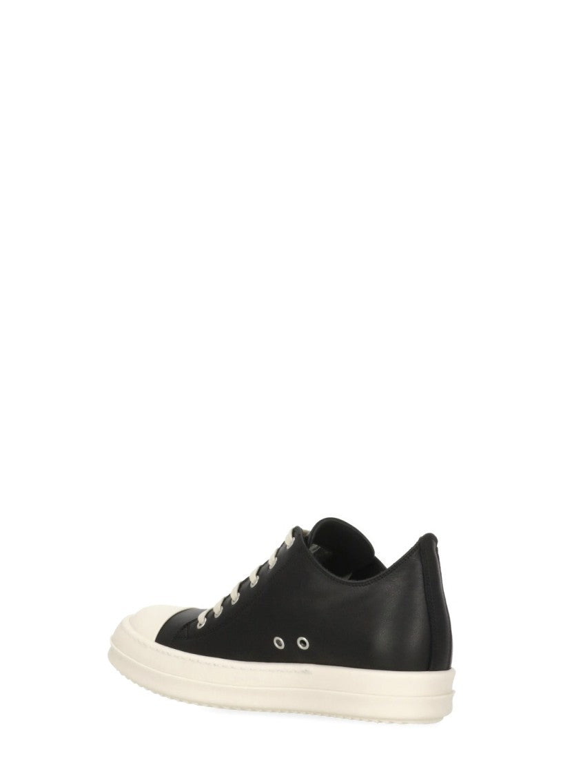 Rick Owens Black Hollywood Leather Low-Top Sneakers