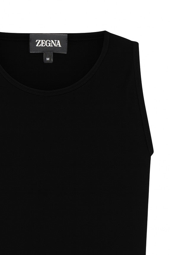 Zegna Relaxed Fit Black Cotton-Modal Top