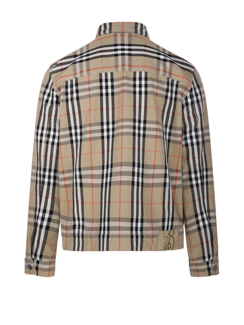 Burberry Tailored Cotton Jacket With Classic Plaid Pattern