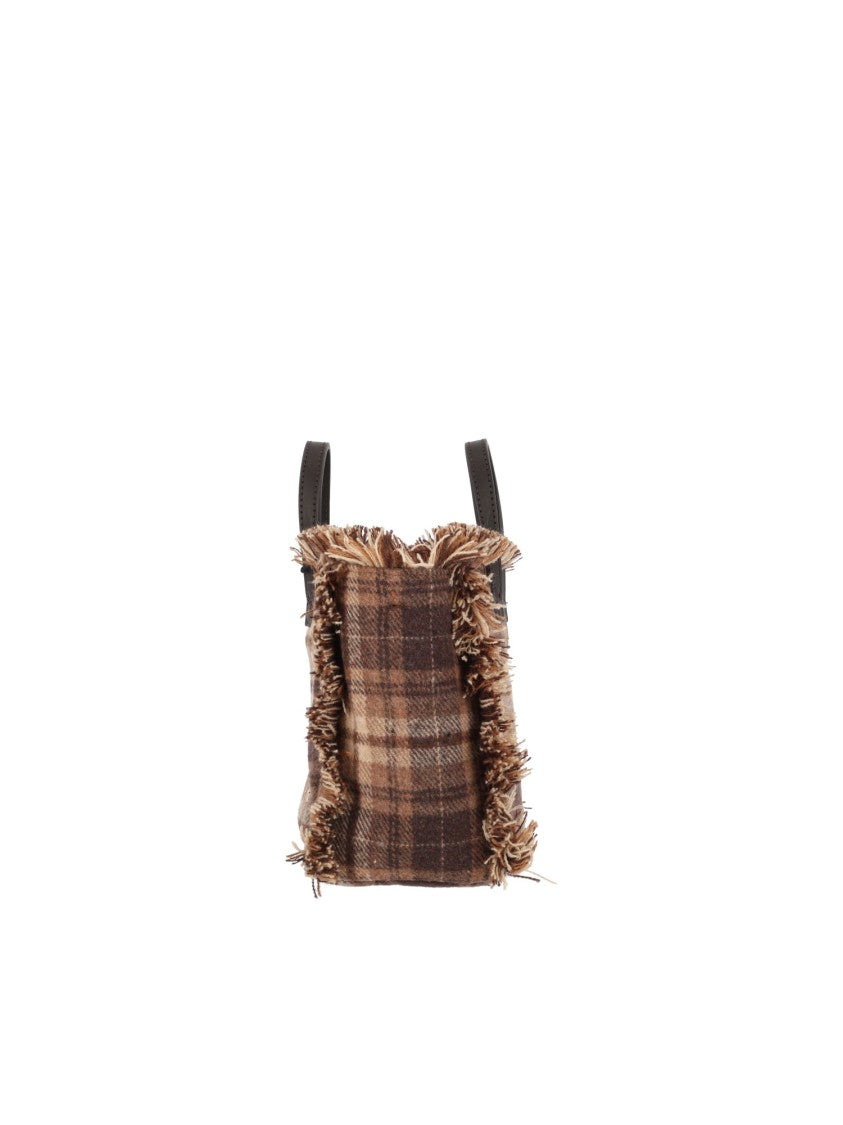 Mc2 Saint Barth Brown Vanity Mini Wool N-Tartan 1812 Tartan Mini Bag