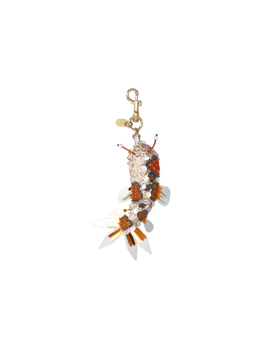 Anya Hindmarch Silver Koi Fish Sequin Fabric Key Charm