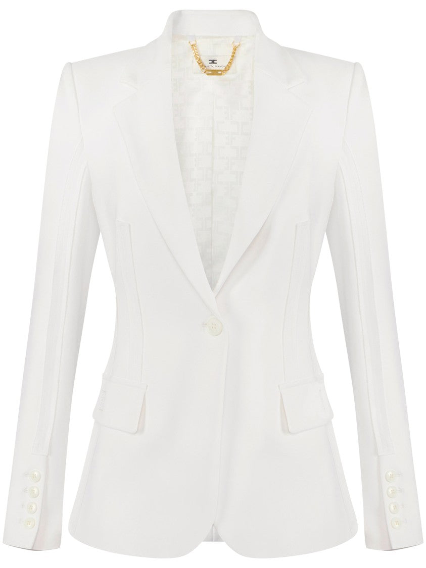 Elisabetta Franchi Tailored White Blazer With Structured Silhouette