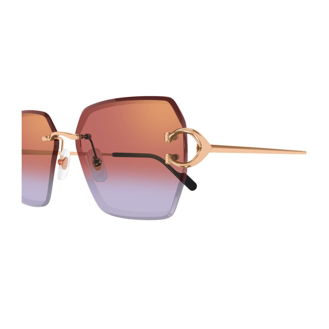 Cartier Geometric Gold And Red Metal Sunglasses By Cartier