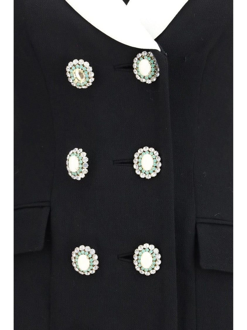 Self-Portrait Jewel Button Shawl Collar Mini Dress