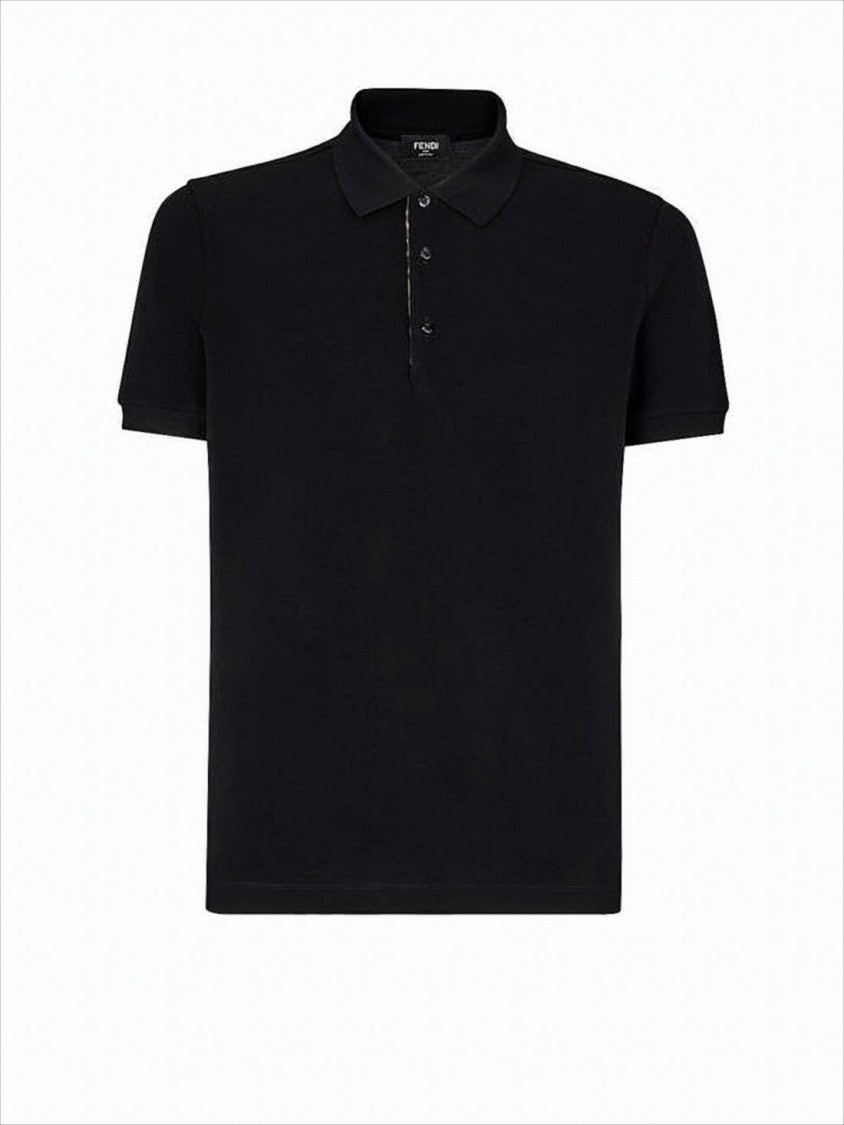 Fendi Short-Sleeve Polo Shirt With Subtle Pattern Detail