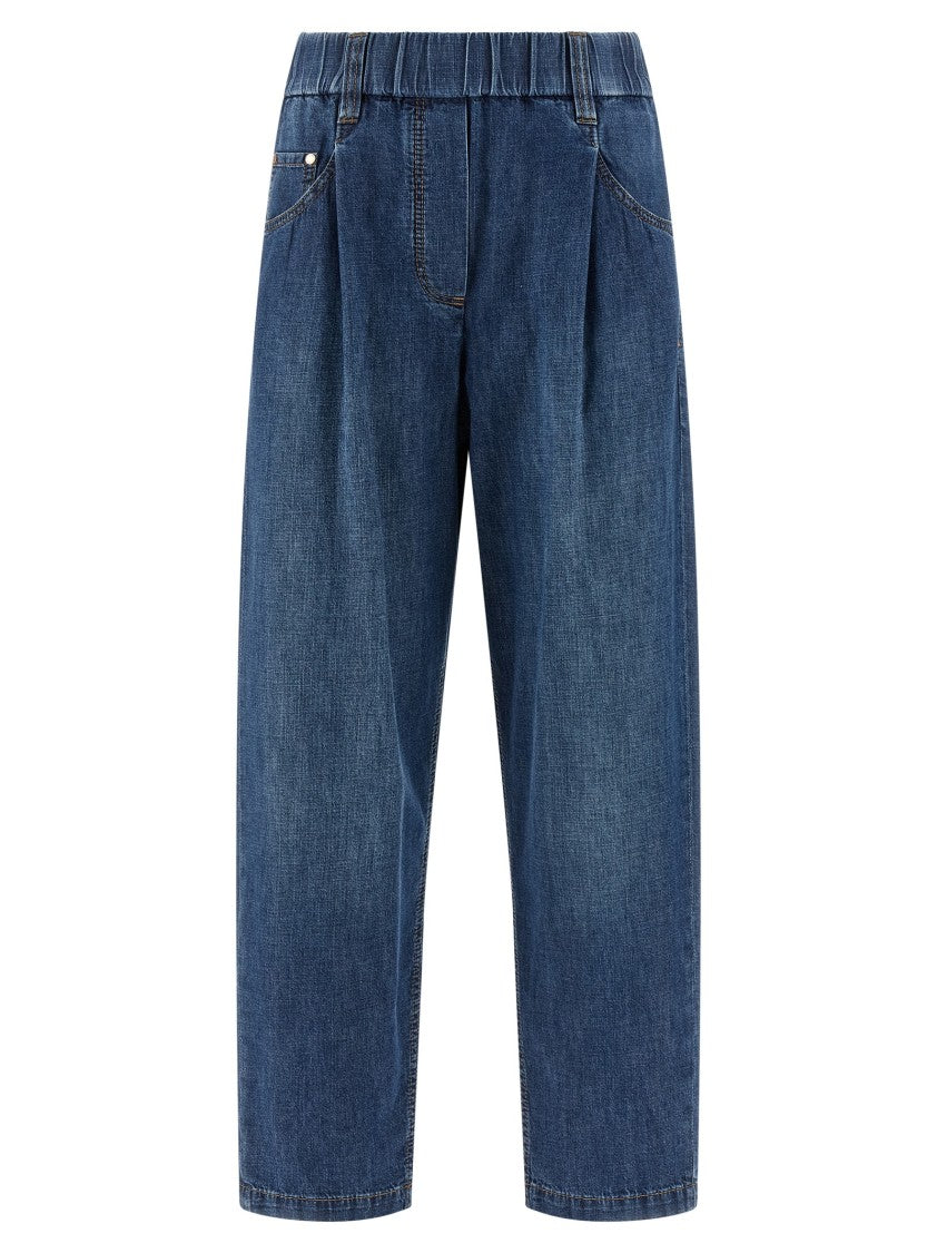 Brunello Cucinelli Pull-Up Jeans With Trompe L'oeil Flap