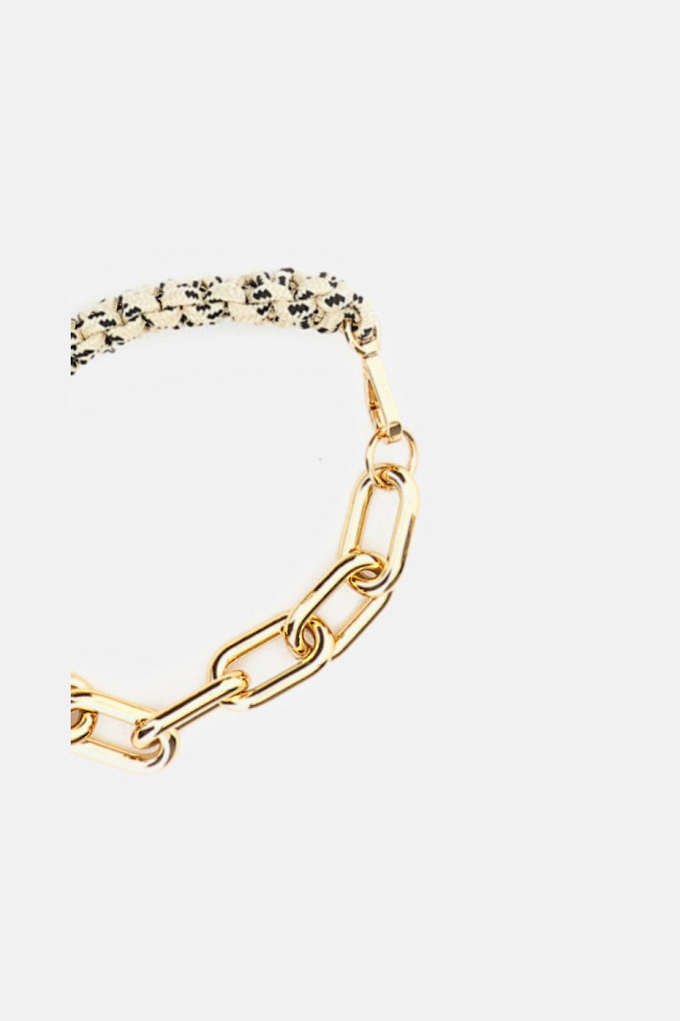 Plan C Beige Gold Braided Cord Chain Necklace
