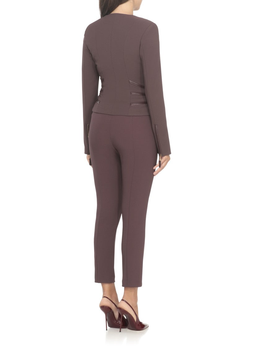 Elisabetta Franchi Bordeaux Tailored Jacket With Zip Details