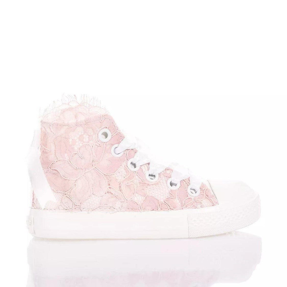 Mimanera Handcrafted High-Top Sneakers With Embroidered Lace