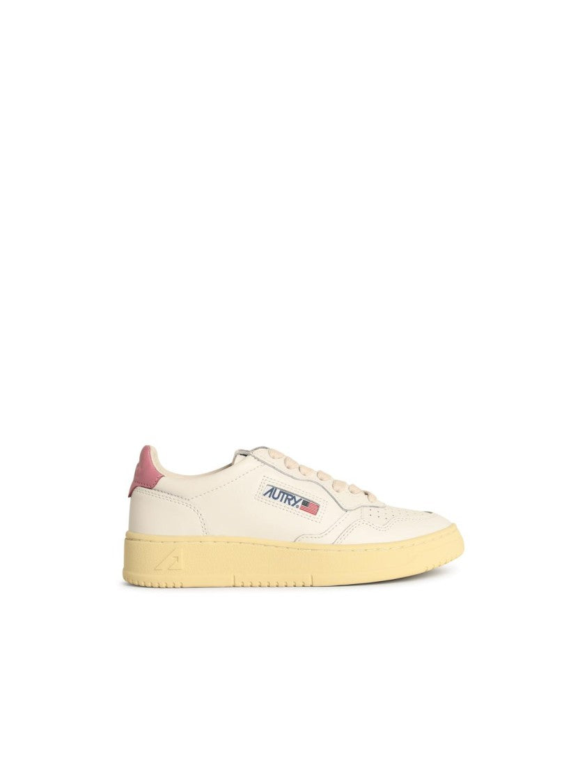 Autry Medalist Low' White And Pink Leather Sneakers