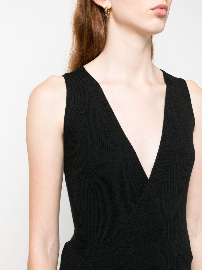 Patou Ribbed Knit Wrap Top