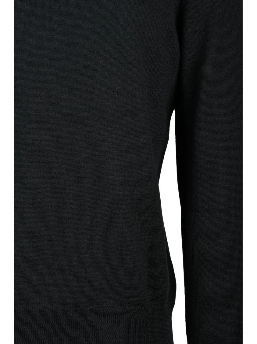 Gran Sasso Black Fine-Knit Turtleneck Sweater