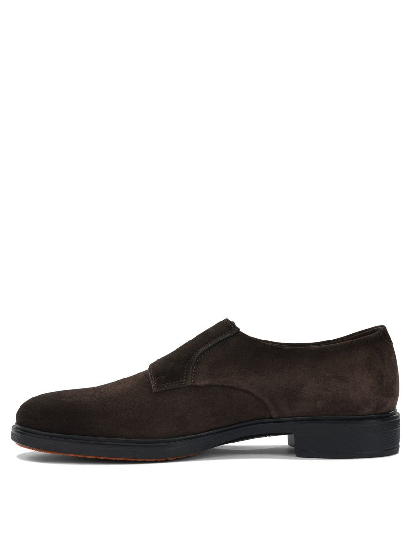 Santoni Suede Double Buckle Loafers
