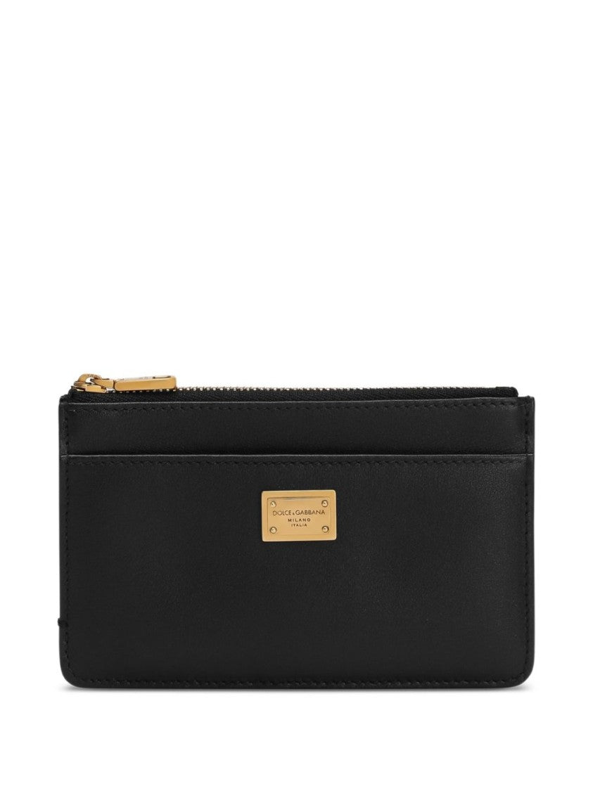Dolce & Gabbana Rectangular Calfskin Clutch With Gold-Tone Accents