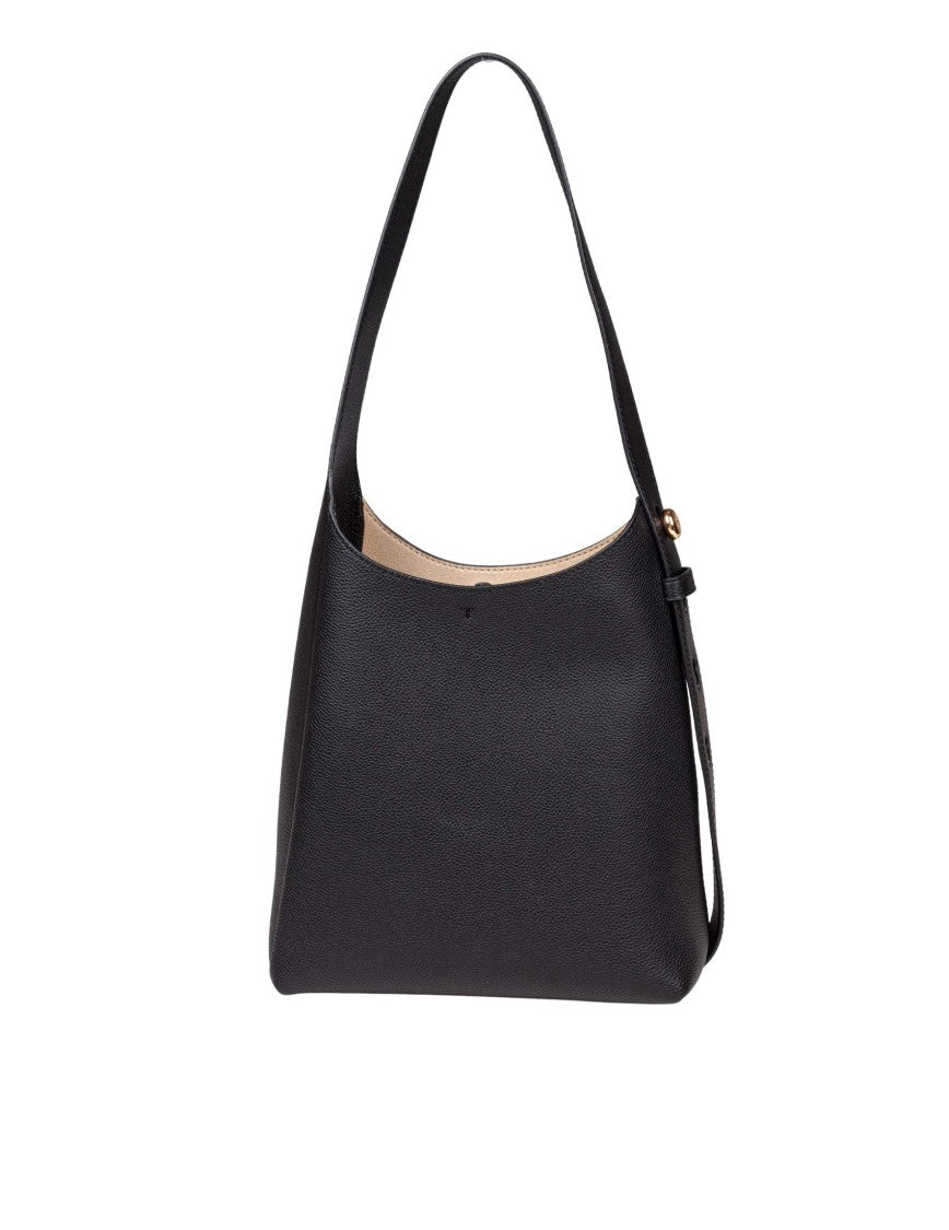 Tory Burch Romy Small Leather Hobo Bag, Black