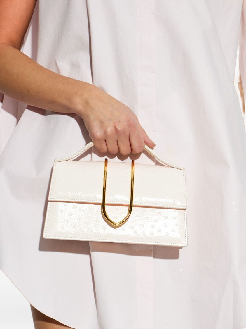 Jacquemus Off-White Ostrich Effect Structured Rectangular Handbag
