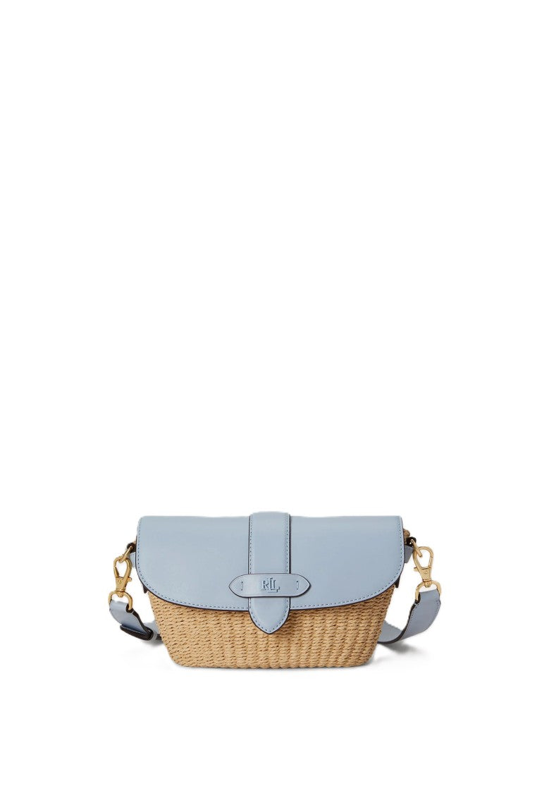 Lauren Ralph Lauren Woven Straw Shoulder Bag With Smooth Flap