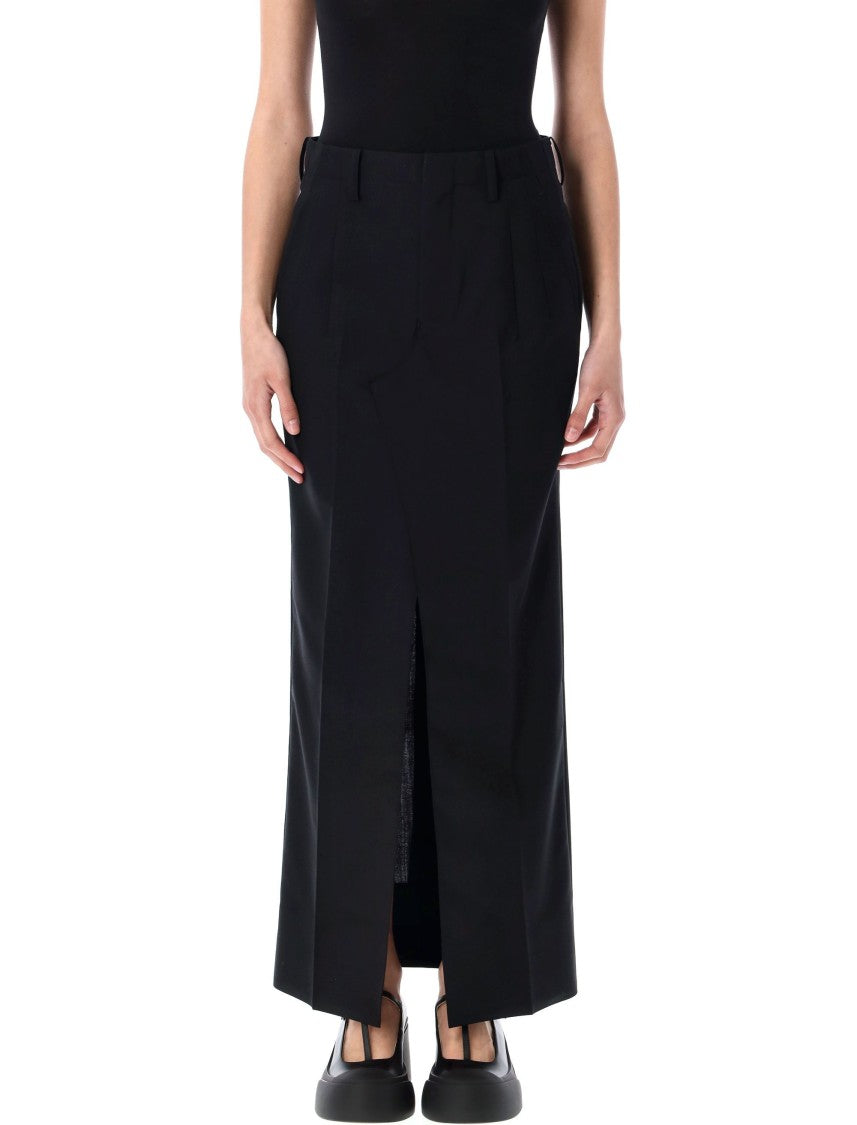 Junya Watanabe Straight Cut Black Wool Long Skirt