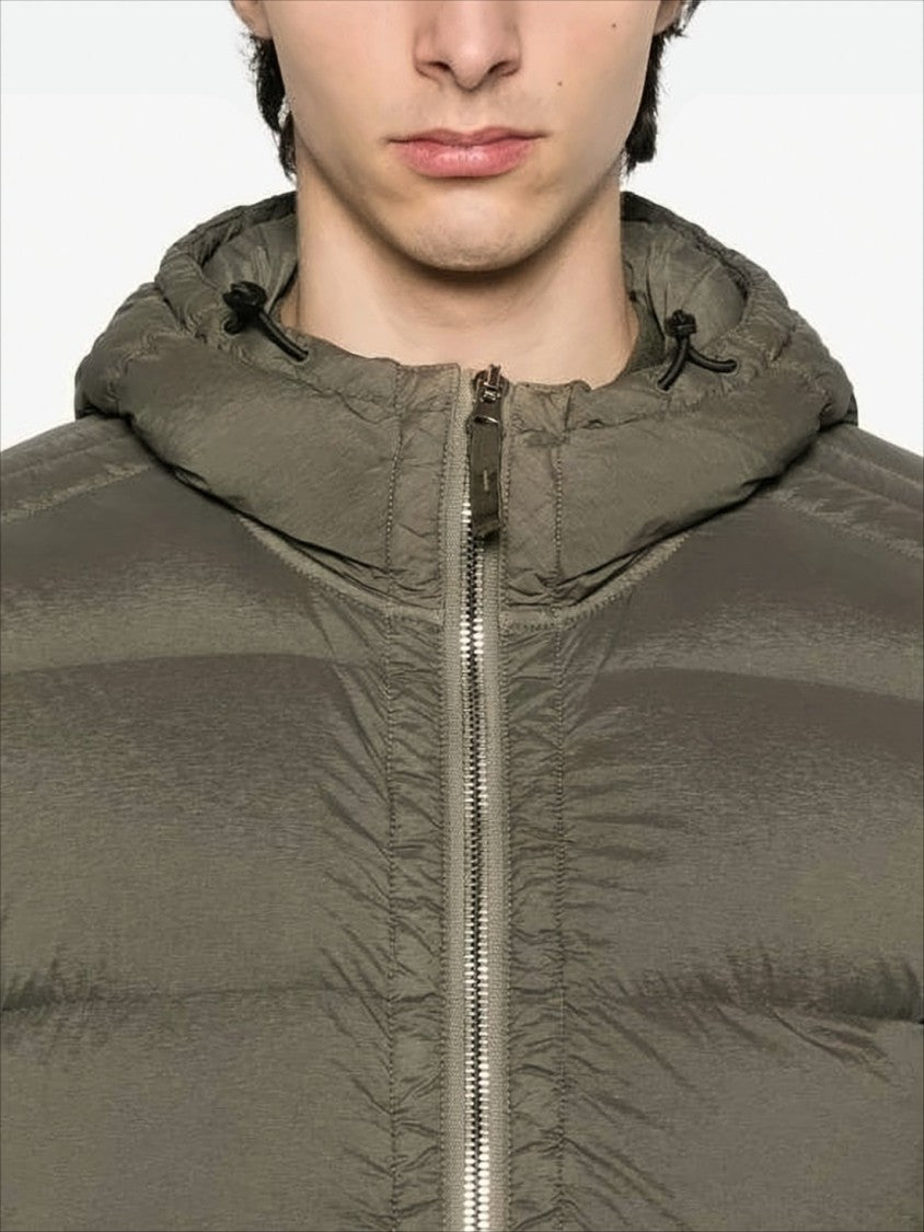 Stone Island Quilted Down Jacket With Adjustable Hood And Signature Patch