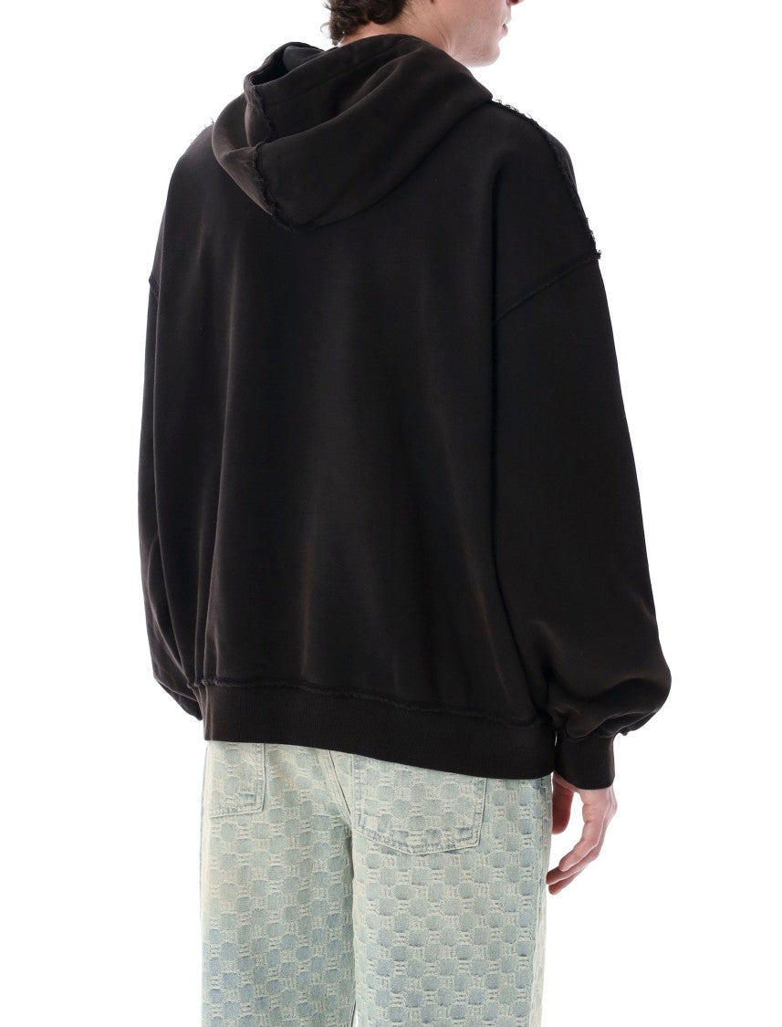 Misbhv Oversized Black Hoody With Distressed Graphic Design