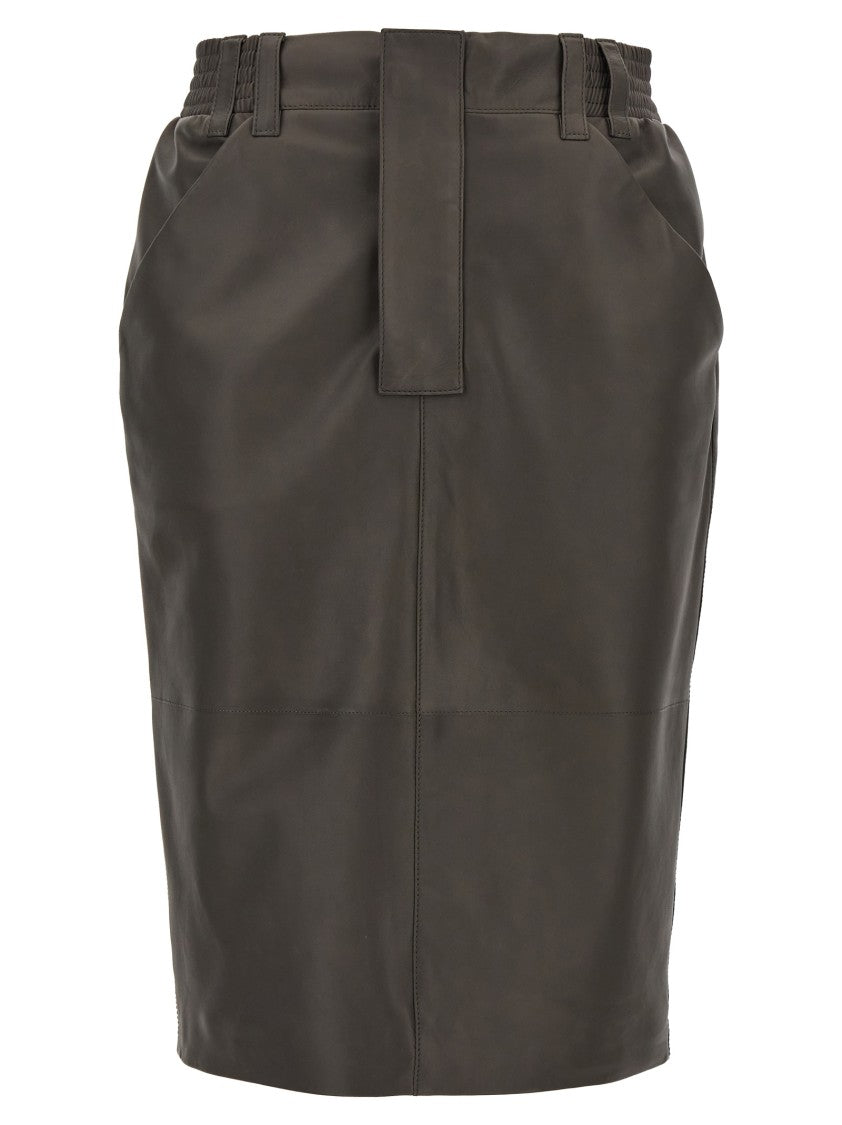 Saint Laurent Sleek Tailored Leather Skirt