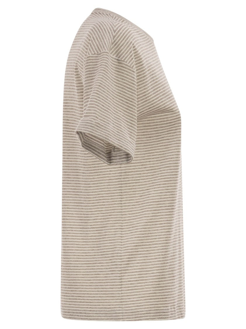 Peserico Striped Linen-Cotton Blend T-Shirt