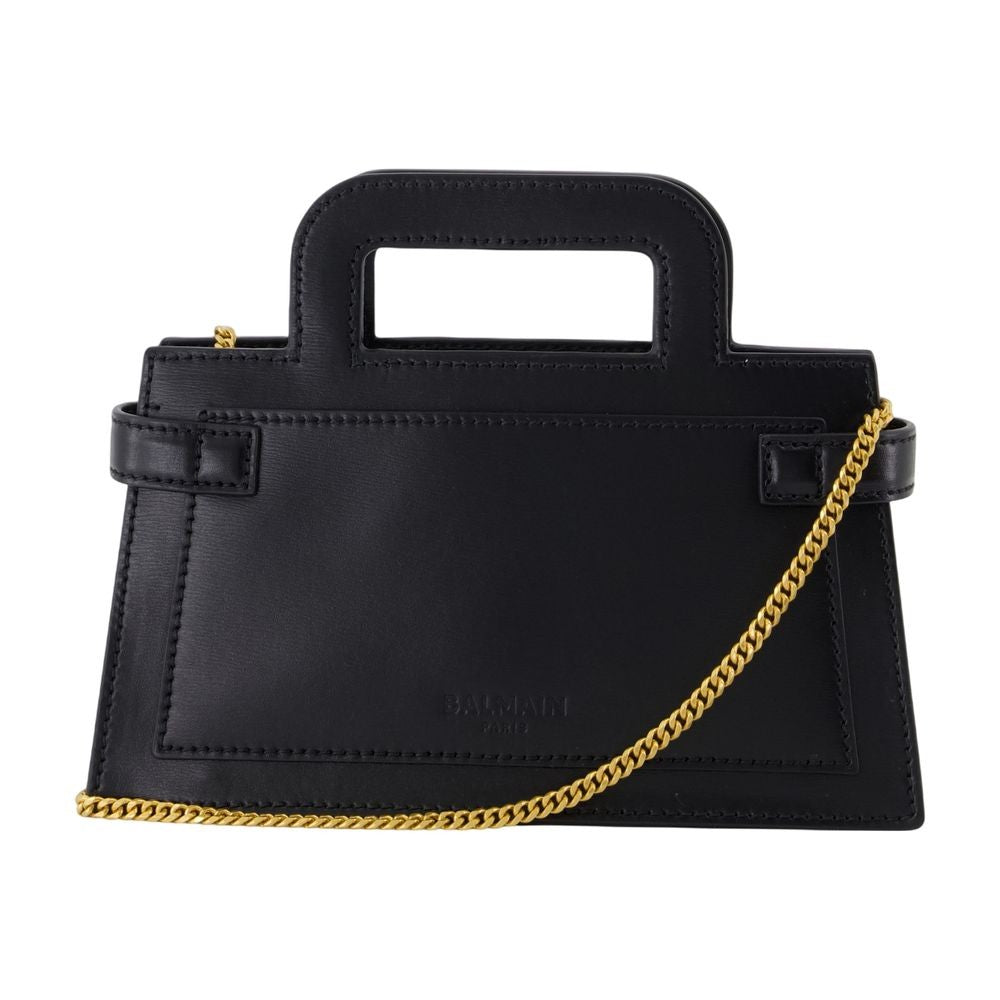 Balmain B-Buzz Small Top Handle Crossbody - Leather - Black