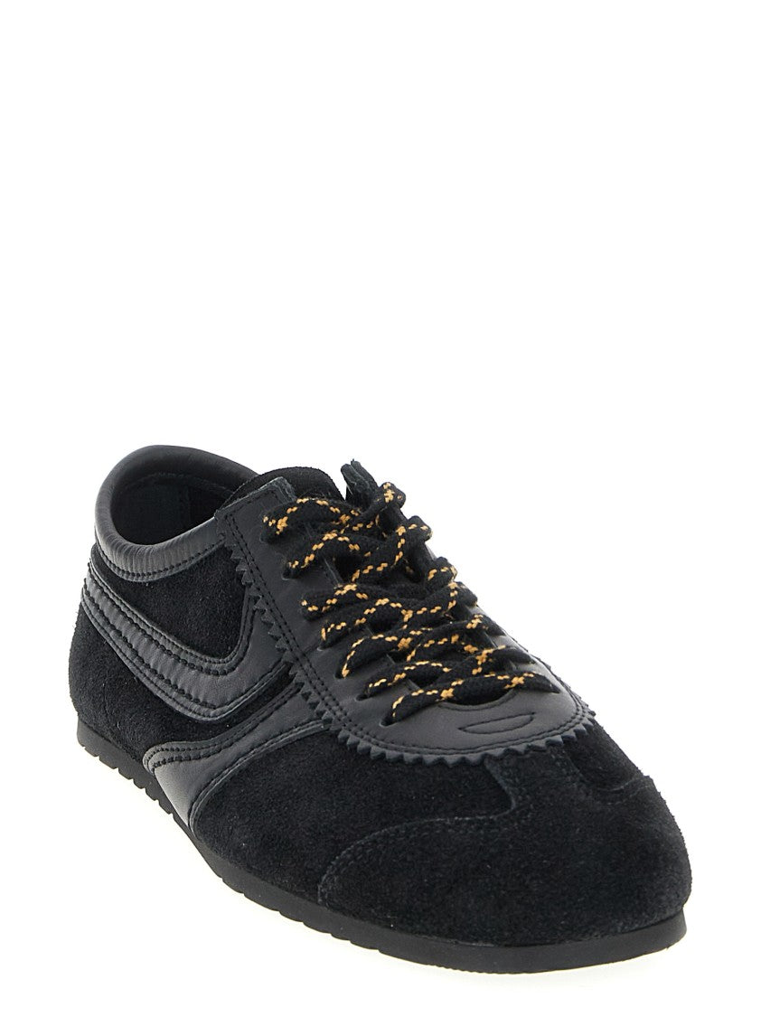 Dries Van Noten Low-Profile Black Suede Sneakers With Leather Accents