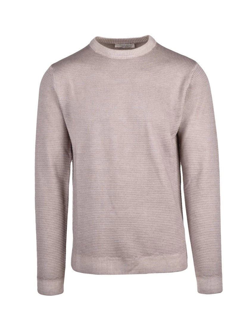 Wool & Co Finely Knitted Merino Crew Neck Pullover With Textured Pattern