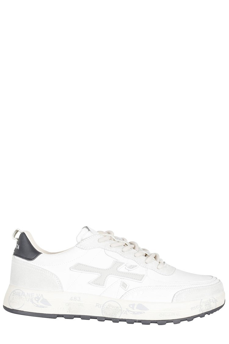 Premiata White Nous Iconic Side Design Leather Sneakers